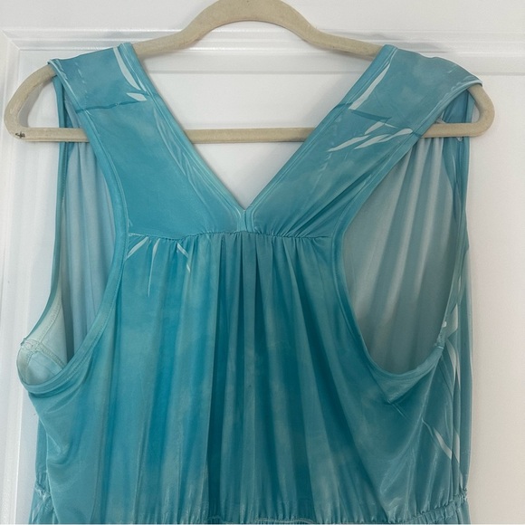 Live and Let Live Butterfly Print Sleeveless Dress Turquoise Blue Y2K Style Sz M - Picture 10 of 12